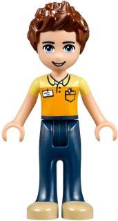 LEGO Minifigure-Daniel, Dark Blue Trousers, Orange and Bright Light Yellow Polo Shirt-Friends-FRND138-Creative Brick Builders